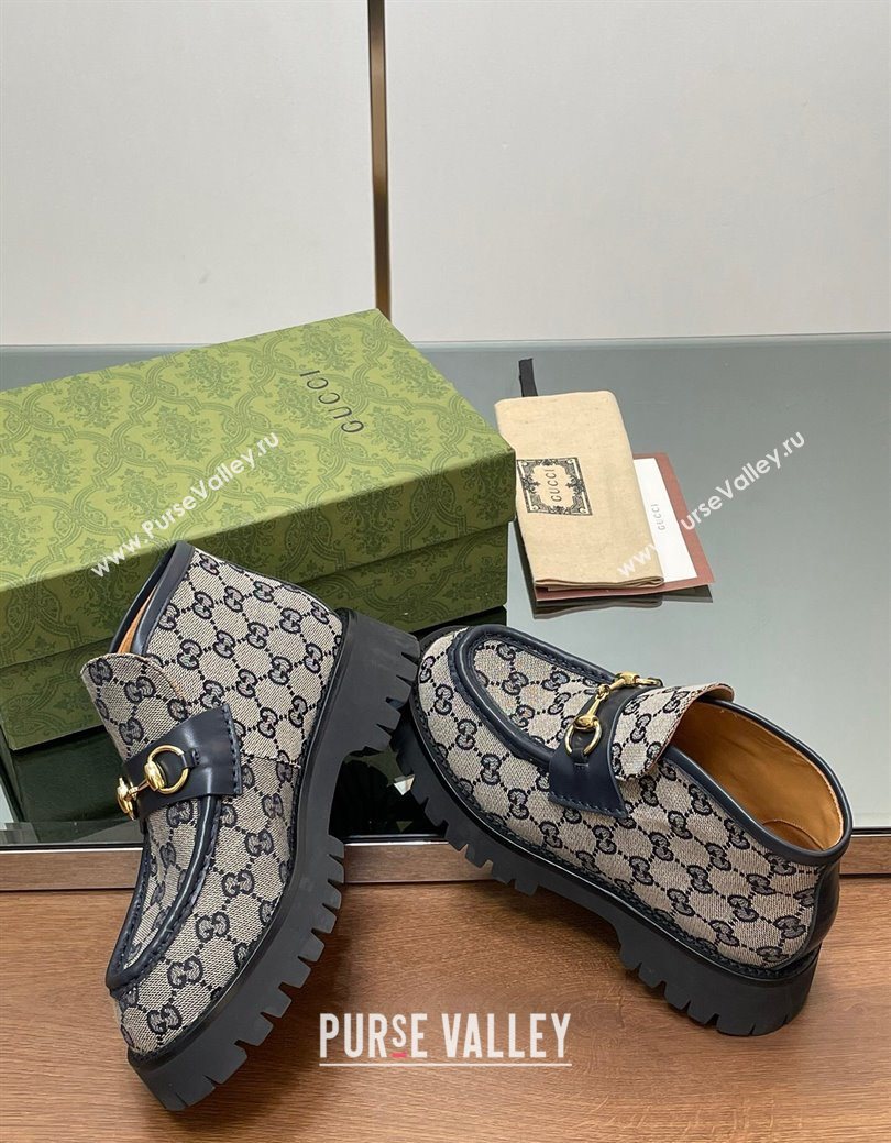 Gucci Horsebit Ankle Boots 4.5cm in GG Canvas Grey 2025 764206 (SS-250828178)