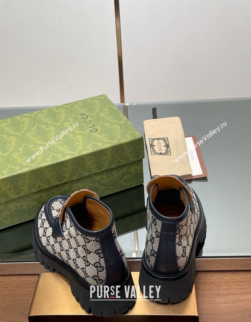 Gucci Horsebit Ankle Boots 4.5cm in GG Canvas Grey 2025 764206 (SS-250828178)