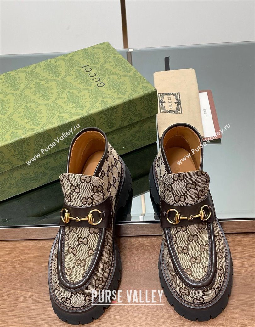 Gucci Horsebit Ankle Boots 4.5cm in GG Canvas Beige 2025 764206 (SS-250828179)