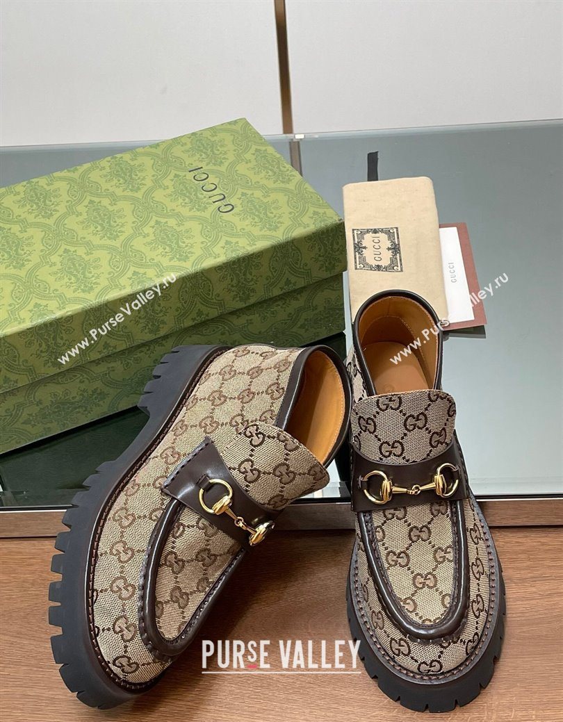 Gucci Horsebit Ankle Boots 4.5cm in GG Canvas Beige 2025 764206 (SS-250828179)