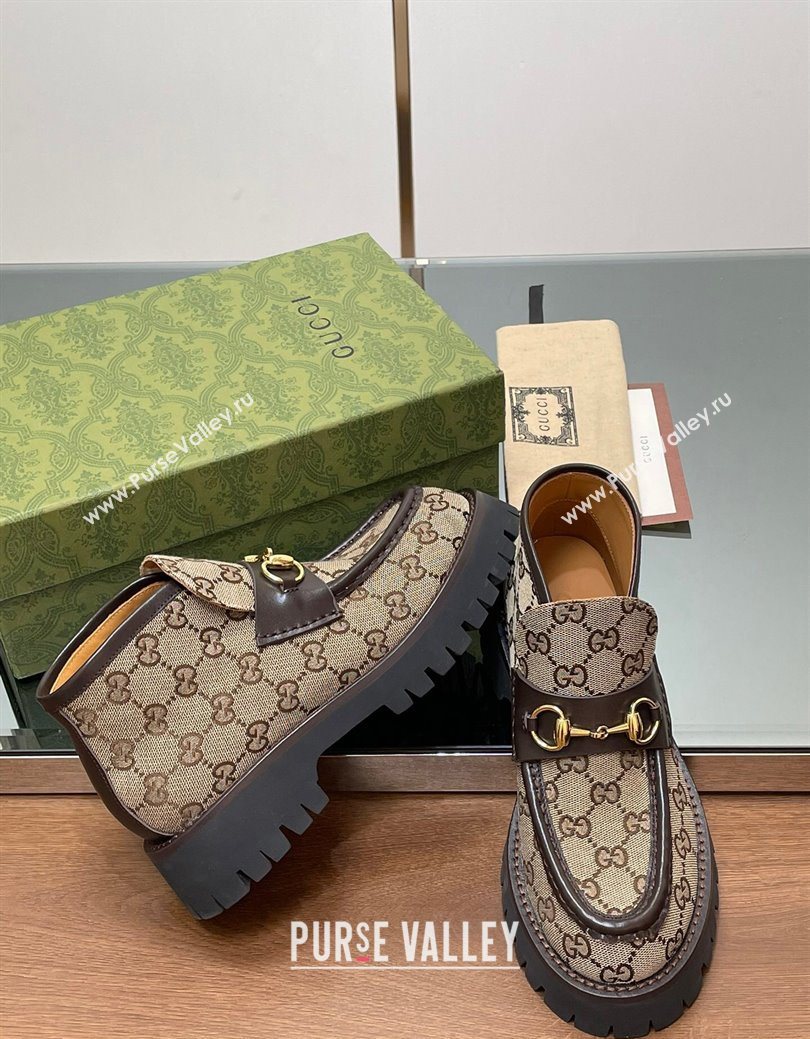 Gucci Horsebit Ankle Boots 4.5cm in GG Canvas Beige 2025 764206 (SS-250828179)