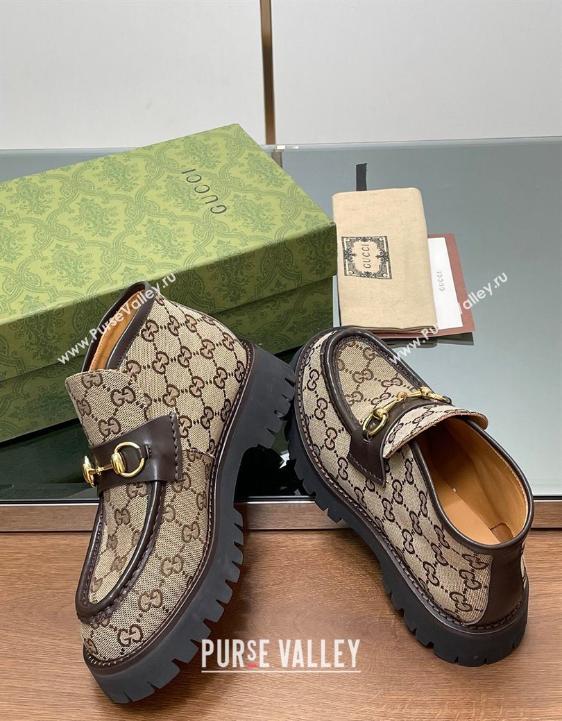 Gucci Horsebit Ankle Boots 4.5cm in GG Canvas Beige 2025 764206 (SS-250828179)