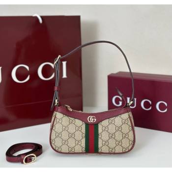 Gucci Ophidia GG Canvas mini shoulder bag Beige/Red 2025 838465 (DLH-250930108)