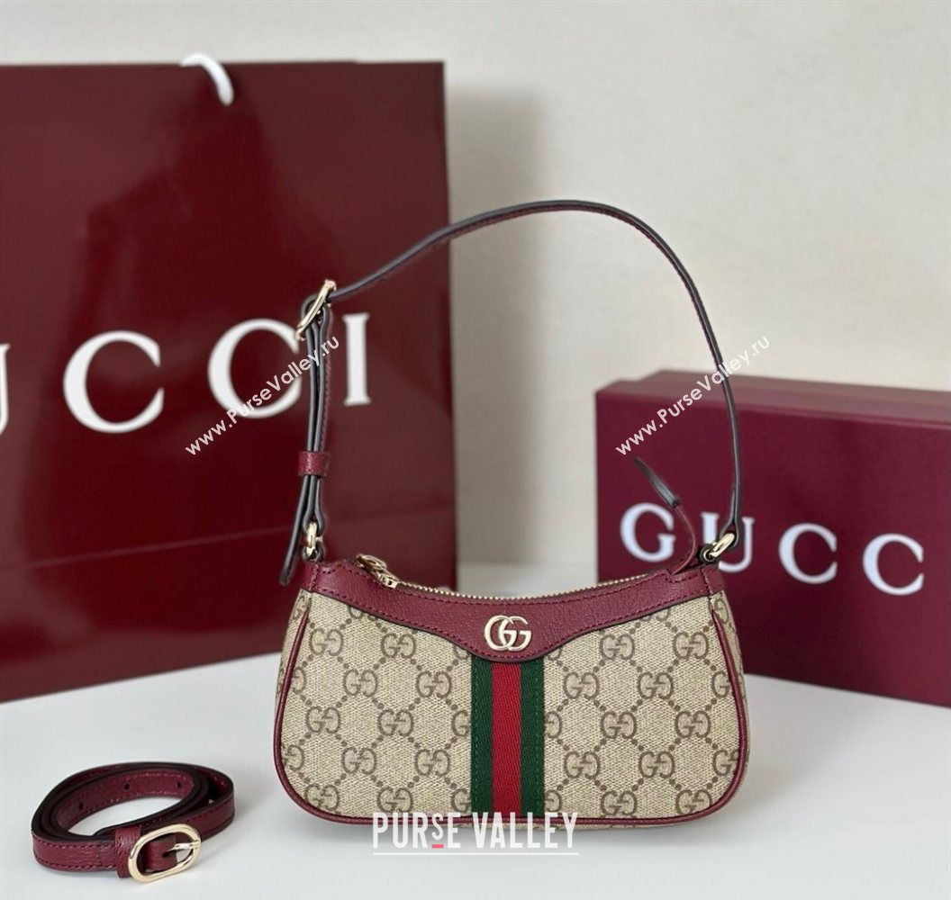 Gucci Ophidia GG Canvas mini shoulder bag Beige/Red 2025 838465 (DLH-250930108)
