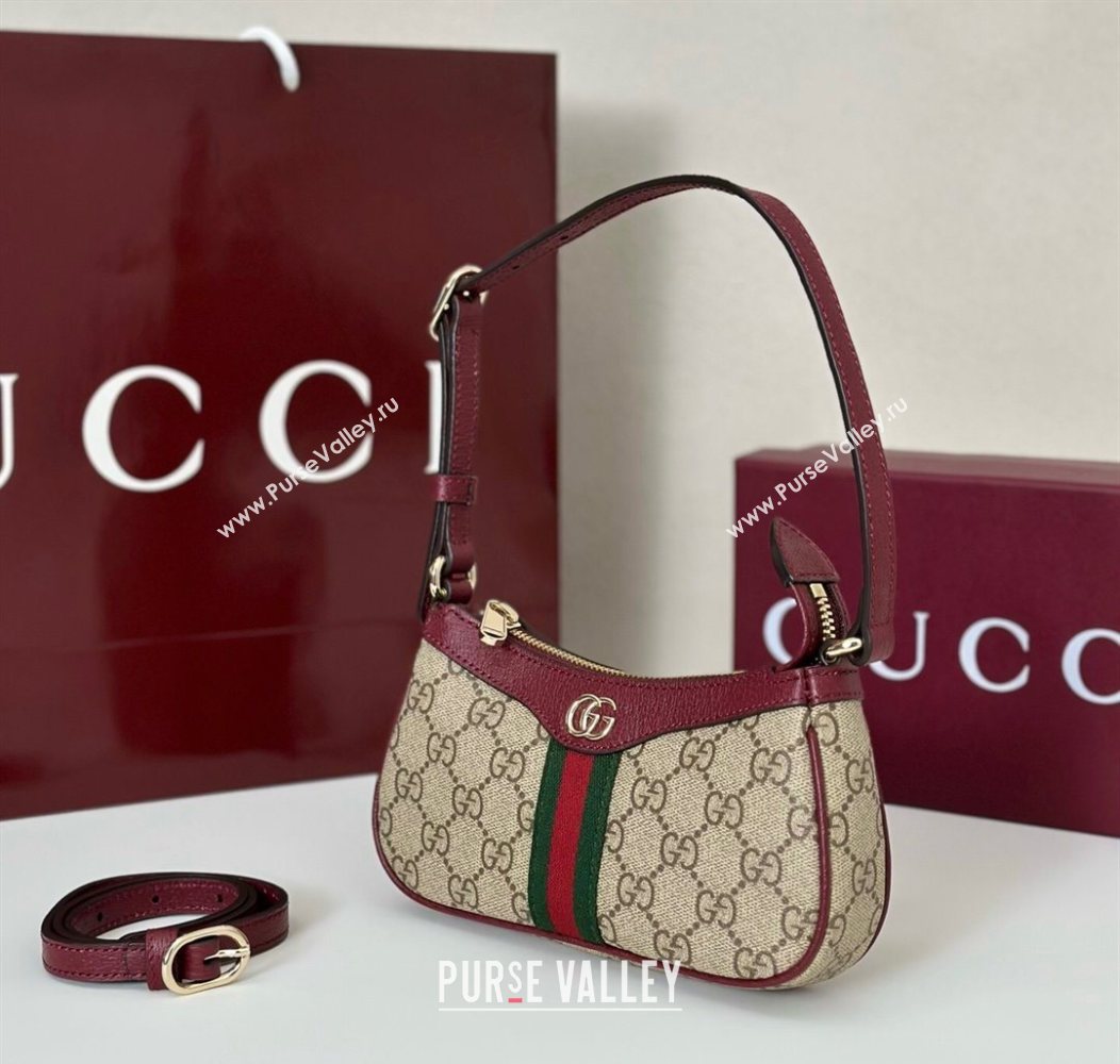 Gucci Ophidia GG Canvas mini shoulder bag Beige/Red 2025 838465 (DLH-250930108)