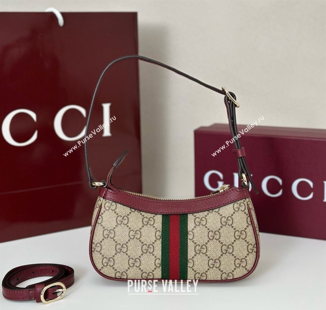 Gucci Ophidia GG Canvas mini shoulder bag Beige/Red 2025 838465 (DLH-250930108)