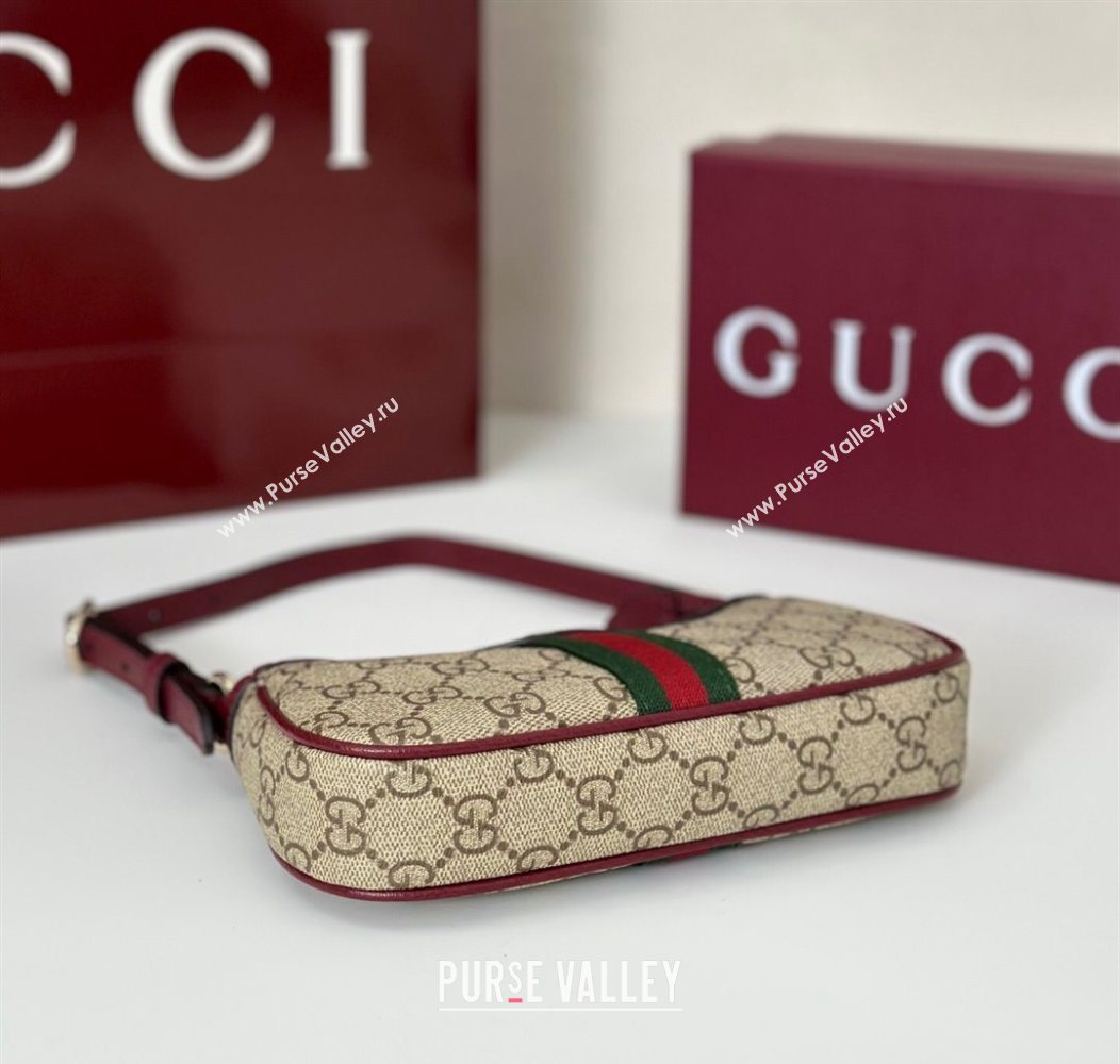 Gucci Ophidia GG Canvas mini shoulder bag Beige/Red 2025 838465 (DLH-250930108)