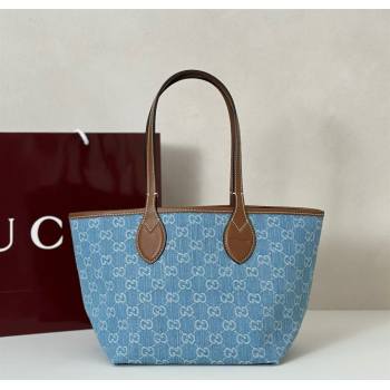 Gucci Totissima Small Tote bag Light Blue GG Denim 2025 820496 (DLH-250930111)
