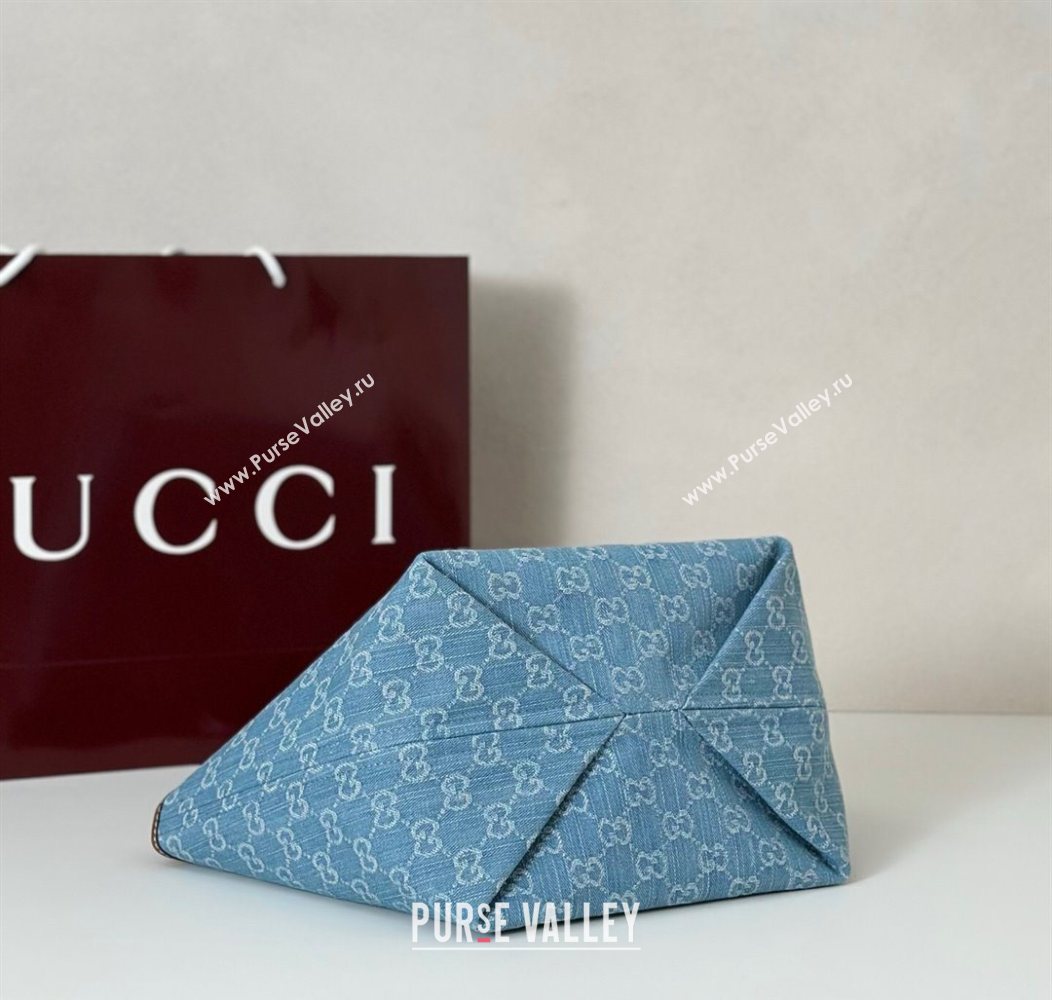 Gucci Totissima Small Tote bag Light Blue GG Denim 2025 820496 (DLH-250930111)