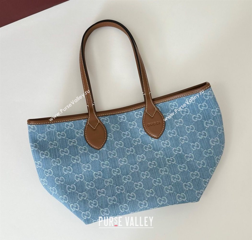 Gucci Totissima Small Tote bag Light Blue GG Denim 2025 820496 (DLH-250930111)
