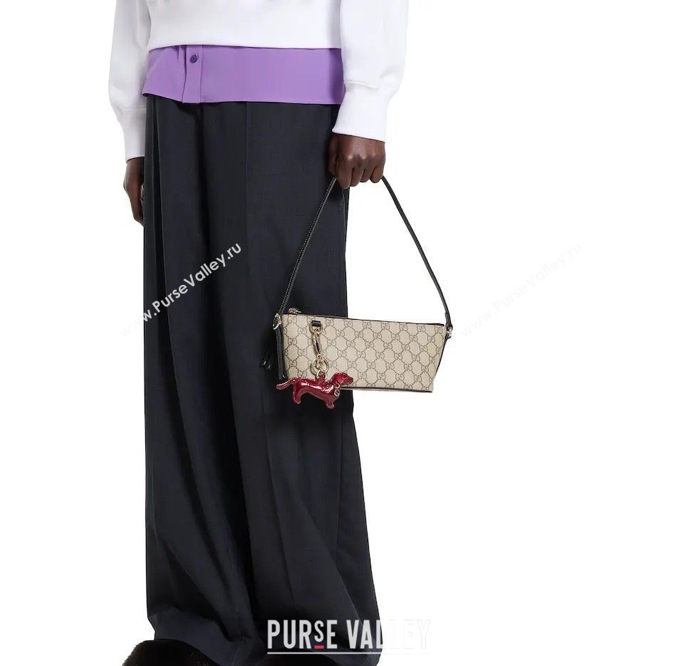 Gucci GG Canvas Emblem small shoulder bag Beige/Black 2025 847281 (DLH-250930099)