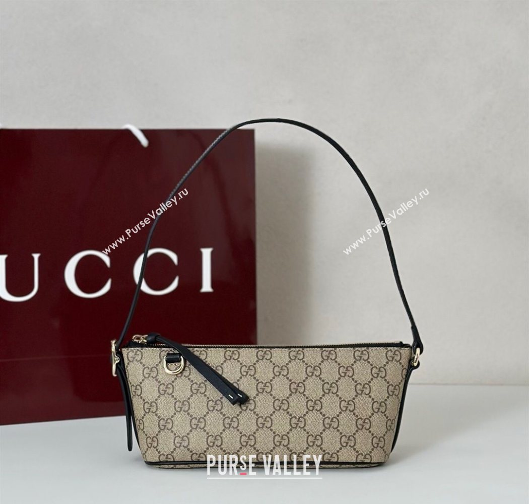 Gucci GG Canvas Emblem small shoulder bag Beige/Black 2025 847281 (DLH-250930099)