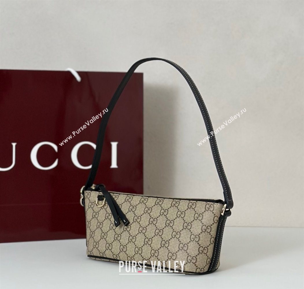 Gucci GG Canvas Emblem small shoulder bag Beige/Black 2025 847281 (DLH-250930099)