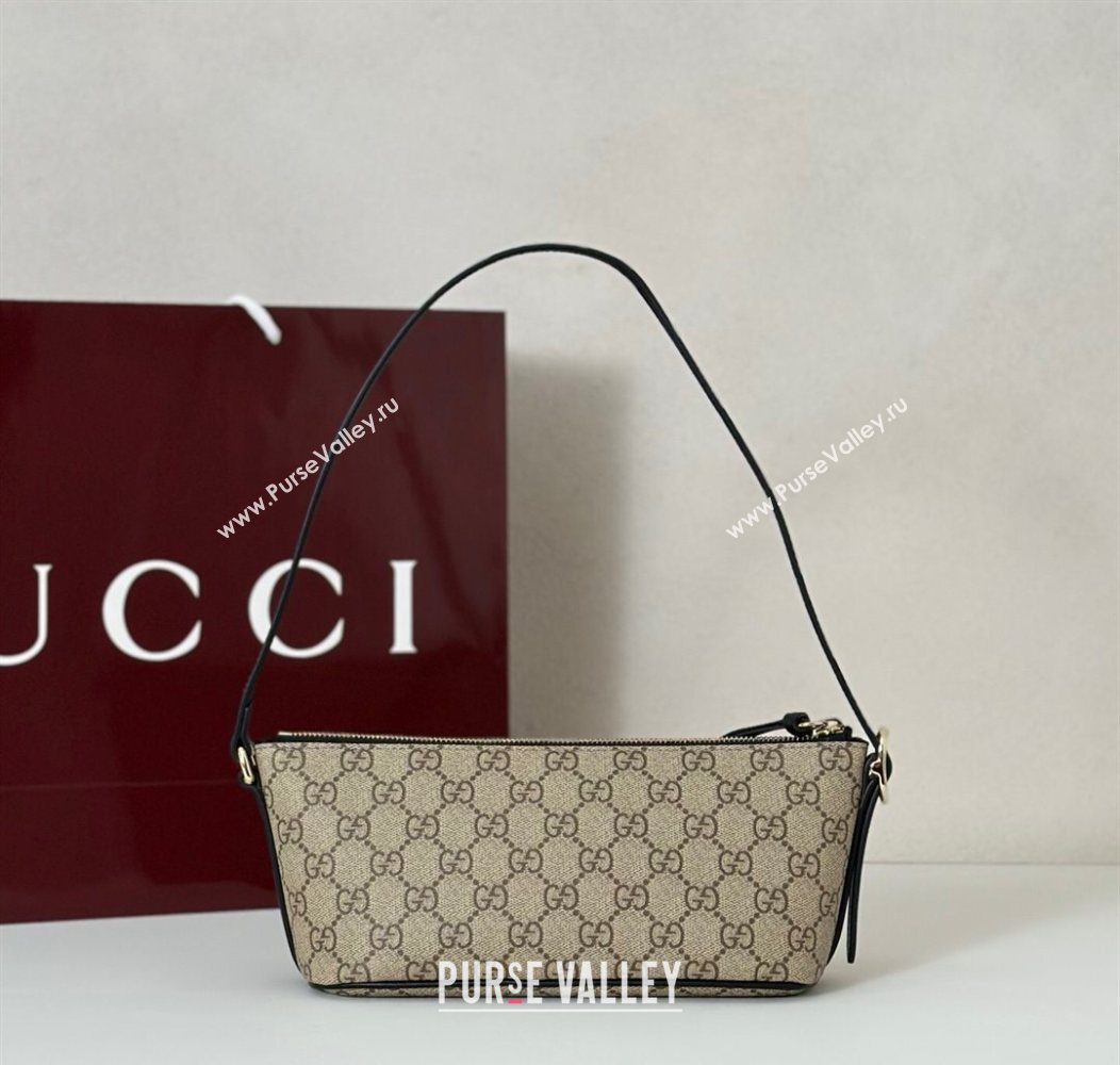 Gucci GG Canvas Emblem small shoulder bag Beige/Black 2025 847281 (DLH-250930099)