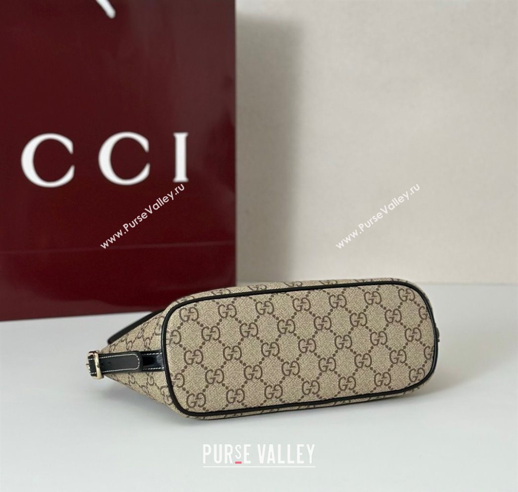 Gucci GG Canvas Emblem small shoulder bag Beige/Black 2025 847281 (DLH-250930099)