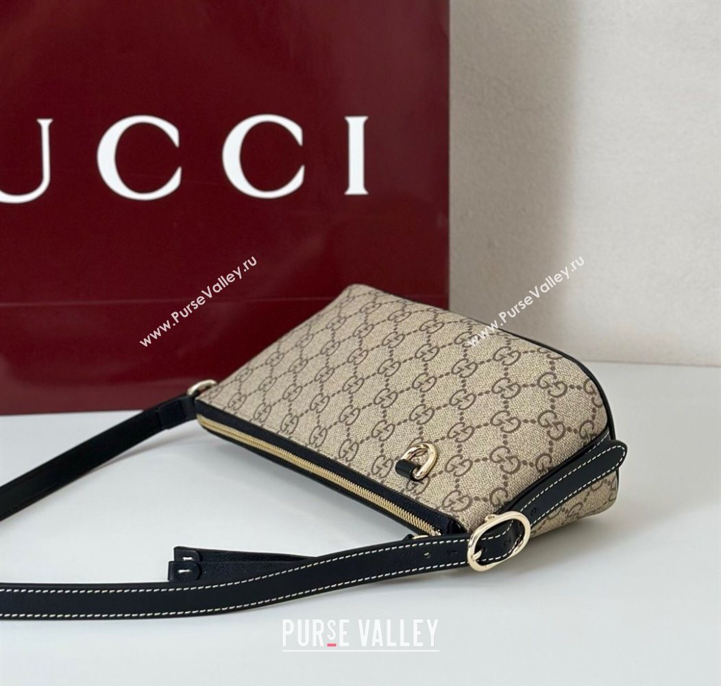 Gucci GG Canvas Emblem small shoulder bag Beige/Black 2025 847281 (DLH-250930099)