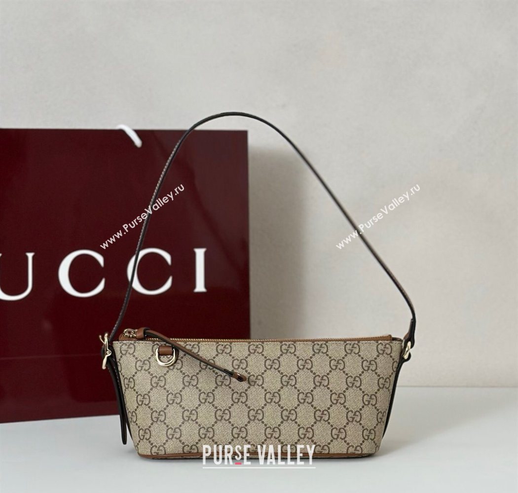 Gucci GG Canvas Emblem small shoulder bag Beige/Brown 2025 847281 (DLH-250930100)