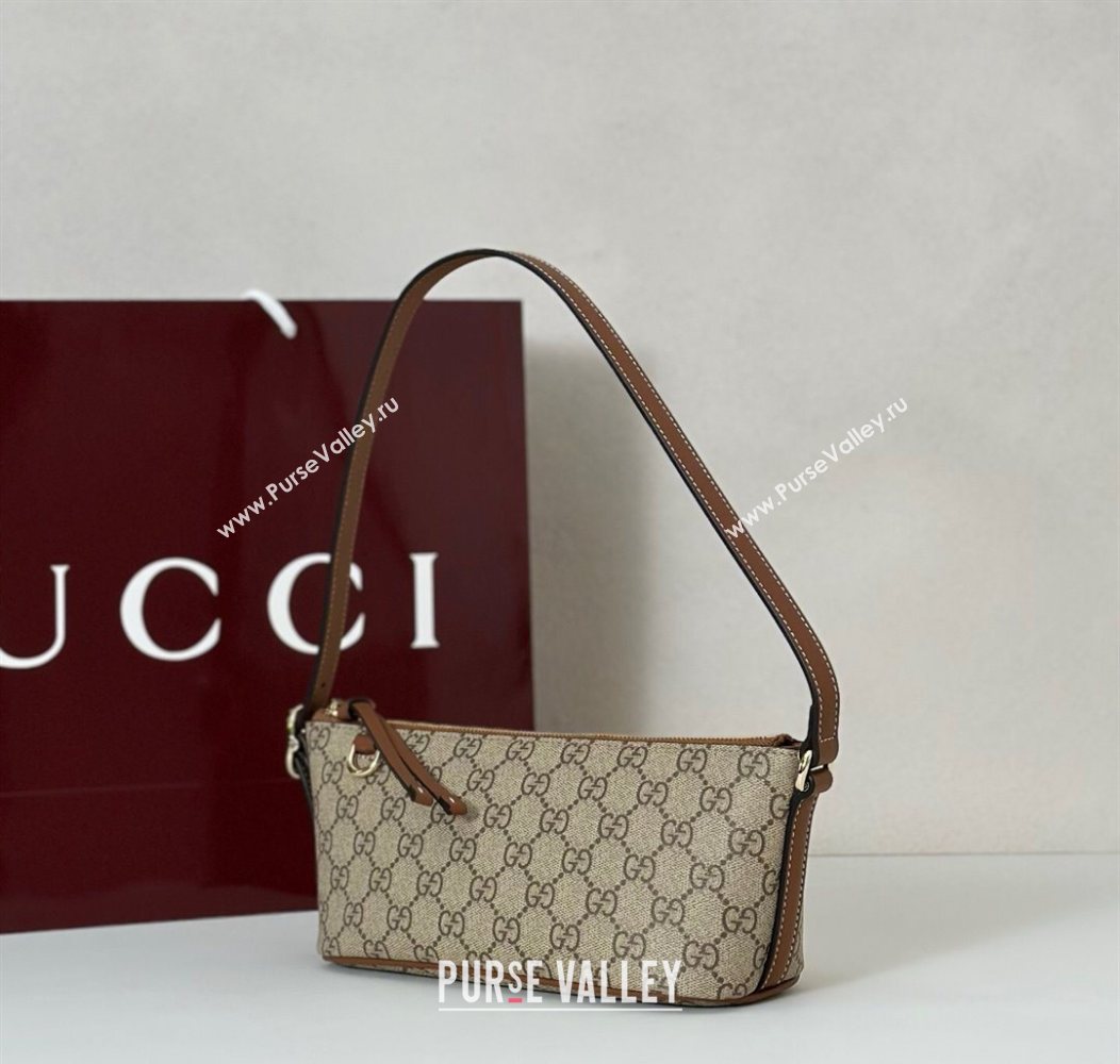 Gucci GG Canvas Emblem small shoulder bag Beige/Brown 2025 847281 (DLH-250930100)