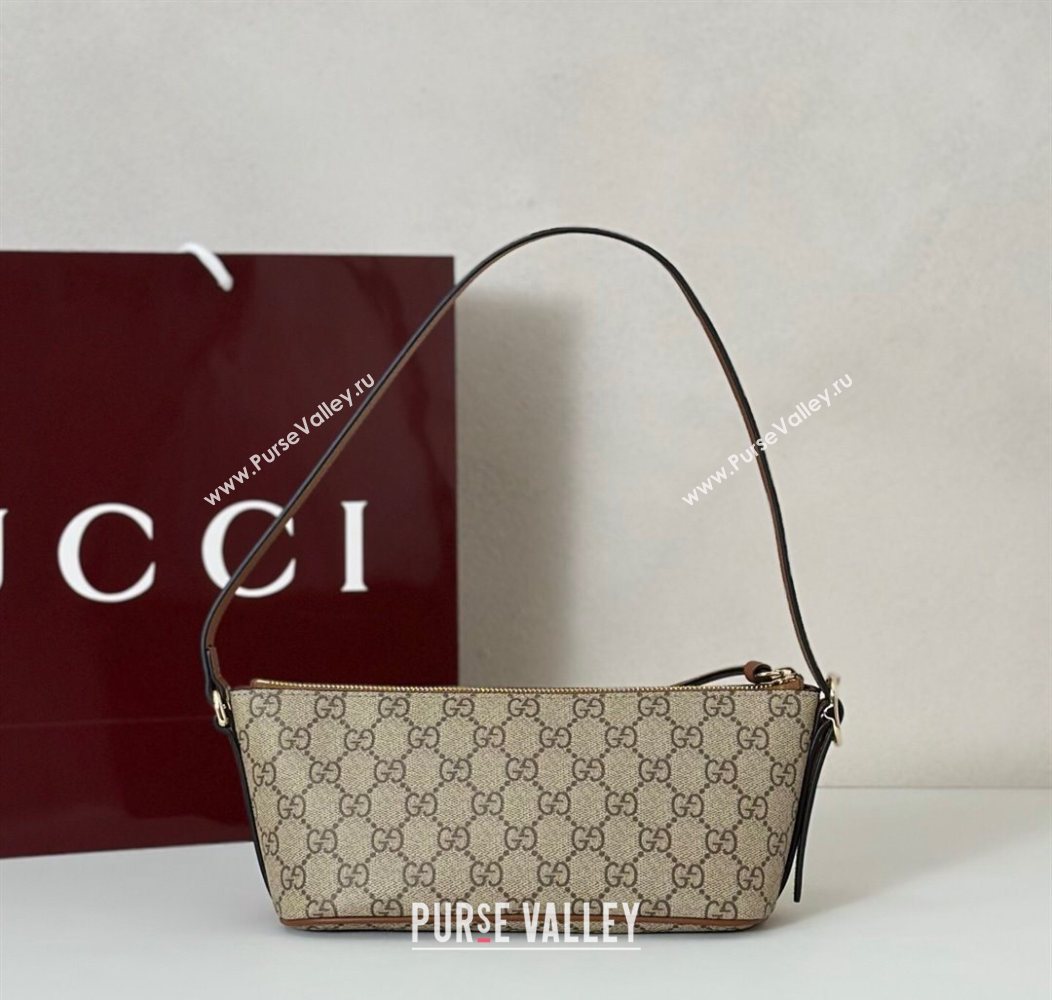 Gucci GG Canvas Emblem small shoulder bag Beige/Brown 2025 847281 (DLH-250930100)