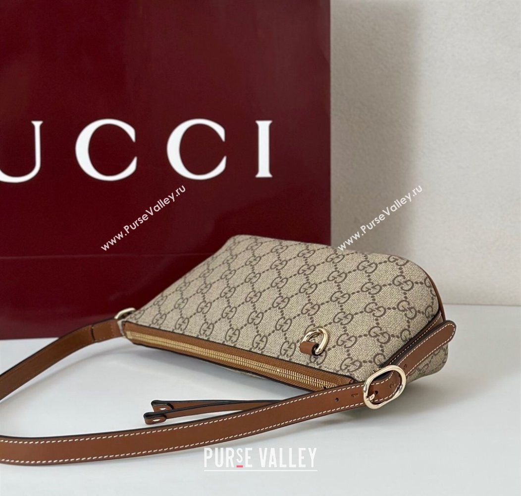 Gucci GG Canvas Emblem small shoulder bag Beige/Brown 2025 847281 (DLH-250930100)