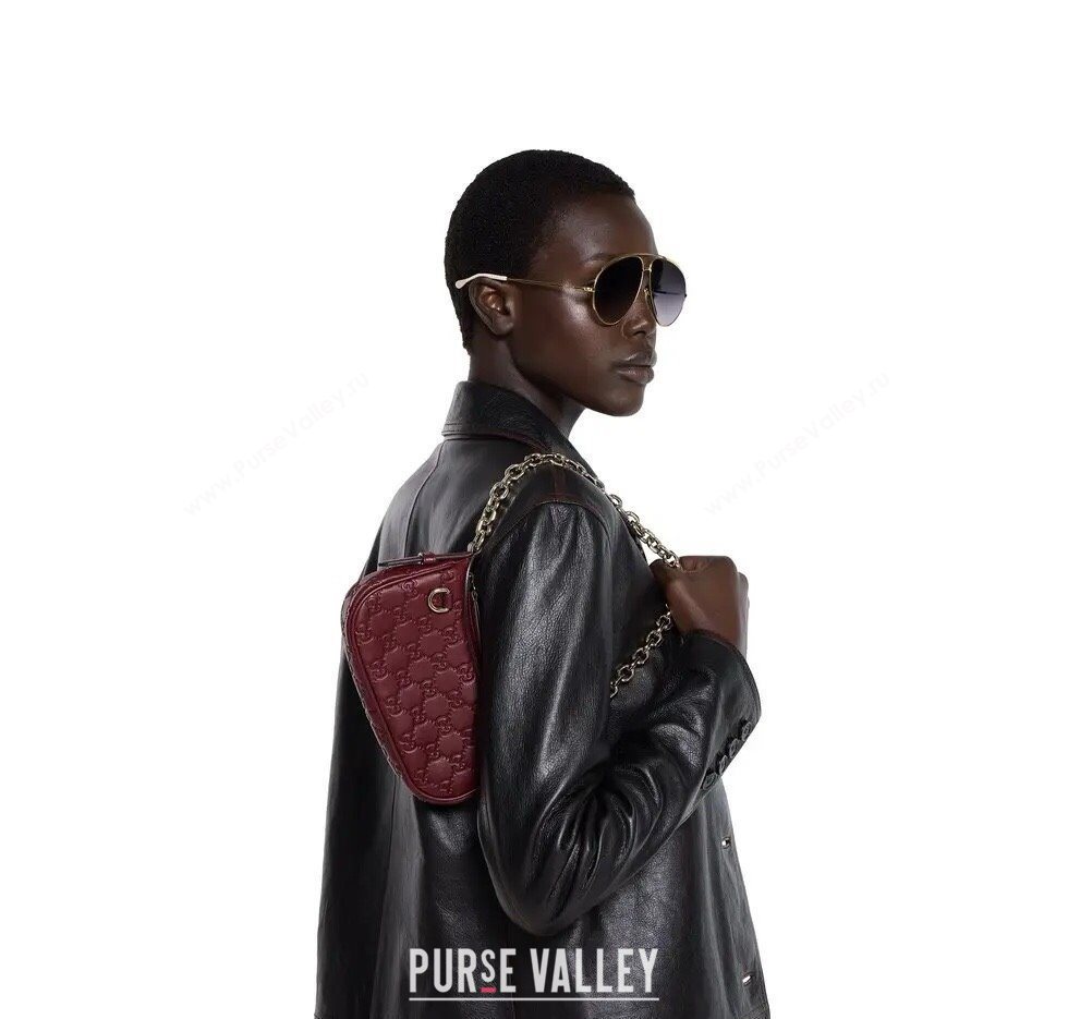 Gucci GG Leather Emblem mini shoulder bag Light Pink 2025 847091 (DLH-250930103)