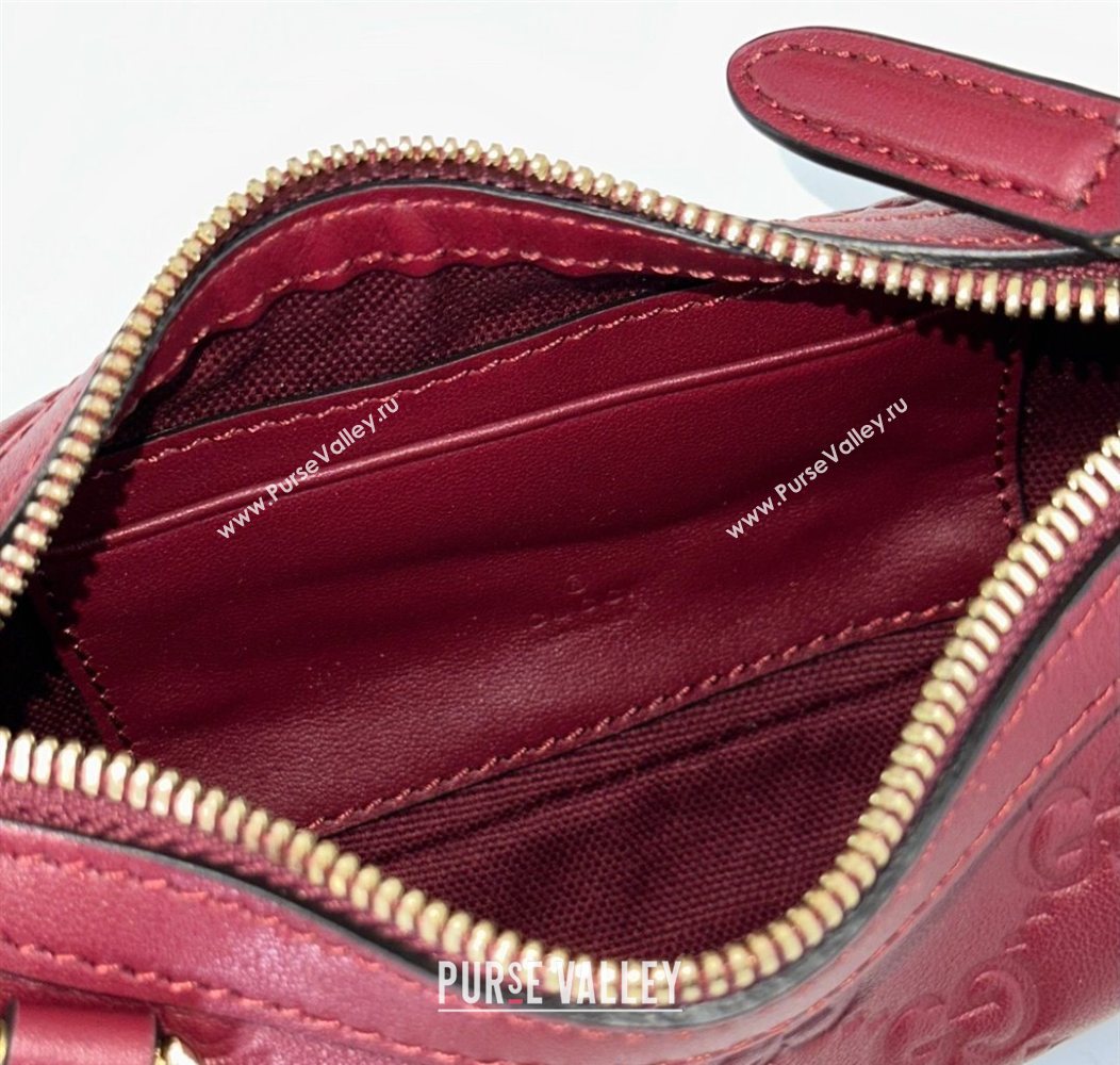 Gucci GG Leather Emblem mini shoulder bag Ancora Red 2025 847091 (DLH-250930102)