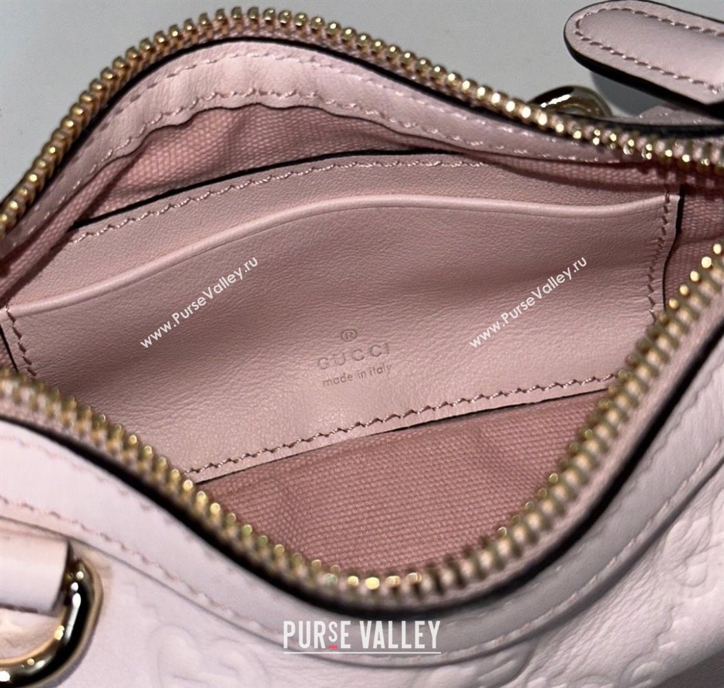 Gucci GG Leather Emblem mini shoulder bag Light Pink 2025 847091 (DLH-250930103)