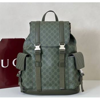 Gucci Mens GG Monogram large backpack bag Forest green 2025 792080 (DLH-250930104)