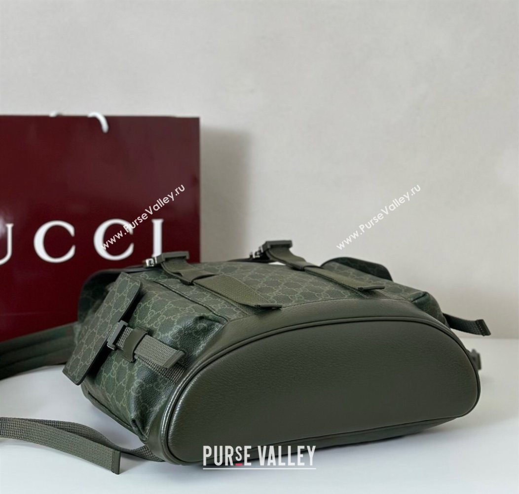 Gucci Mens GG Monogram large backpack bag Forest green 2025 792080 (DLH-250930104)