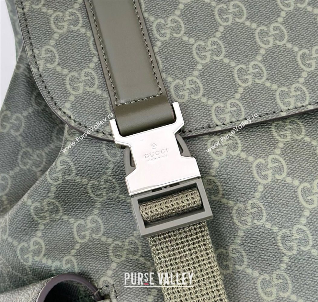Gucci Mens GG Monogram large backpack bag Forest green 2025 792080 (DLH-250930104)