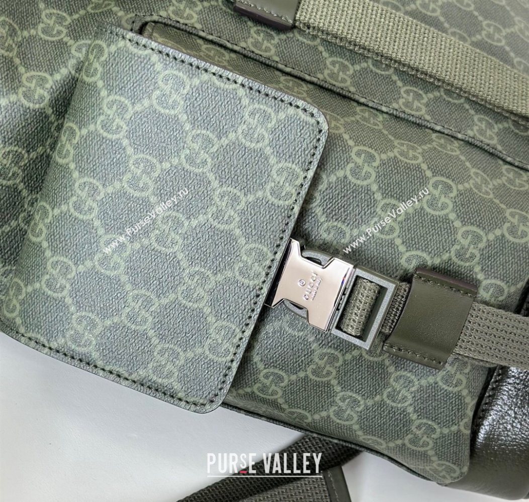 Gucci Mens GG Monogram large backpack bag Forest green 2025 792080 (DLH-250930104)