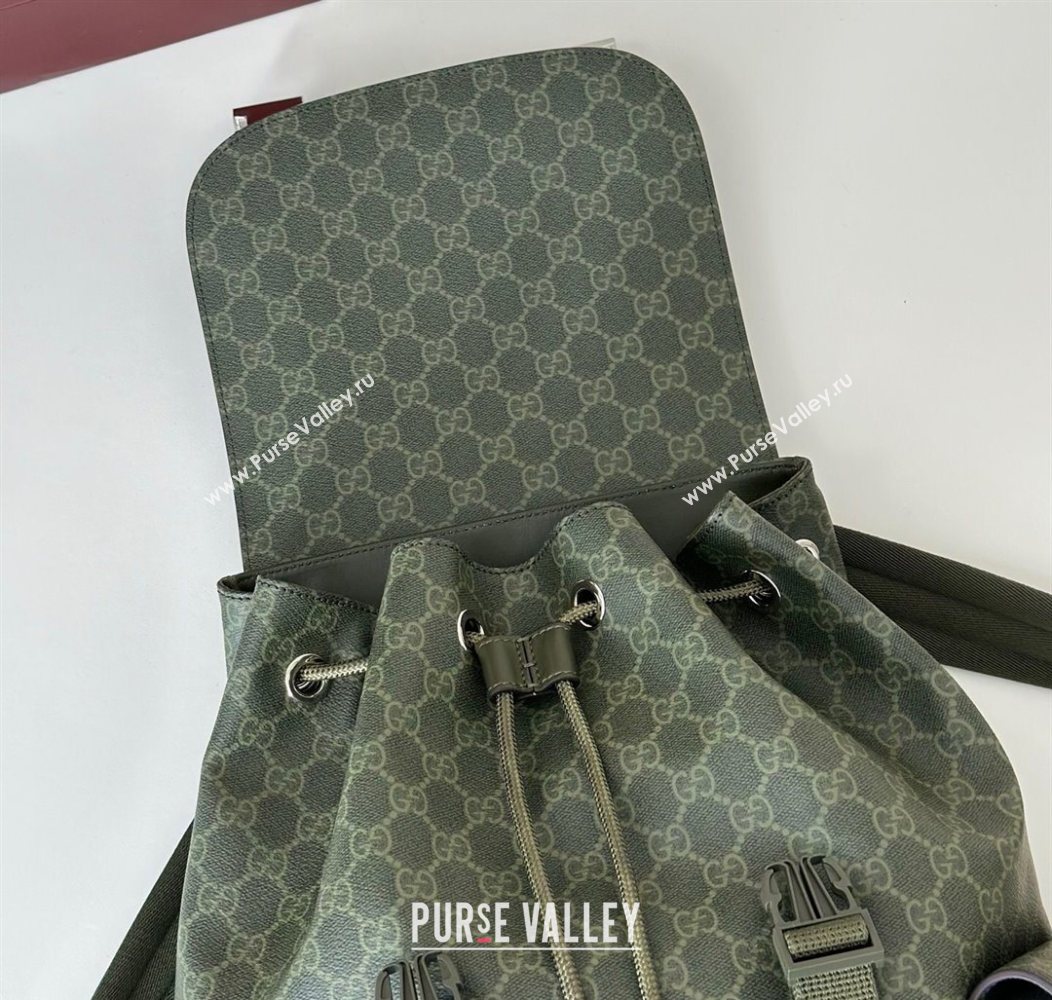 Gucci Mens GG Monogram large backpack bag Forest green 2025 792080 (DLH-250930104)