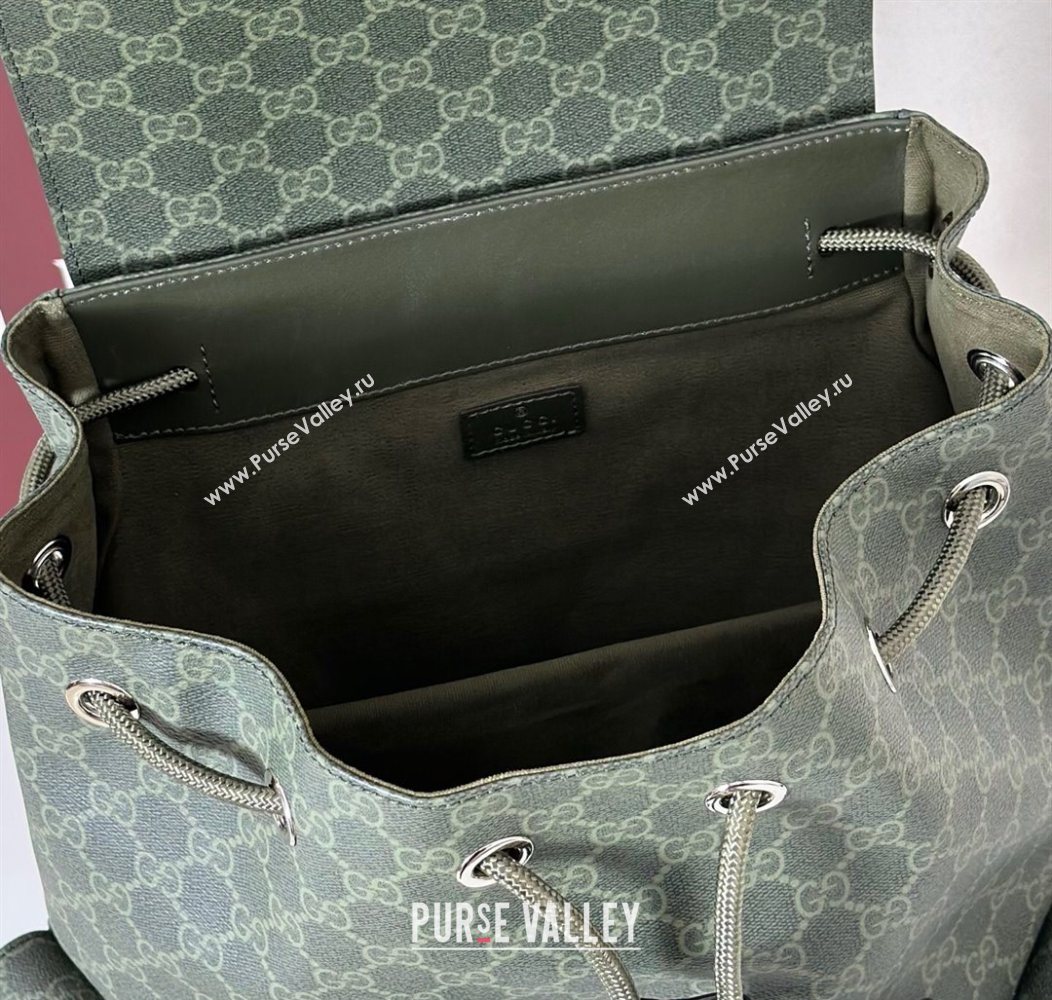 Gucci Mens GG Monogram large backpack bag Forest green 2025 792080 (DLH-250930104)