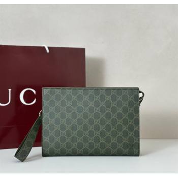 Gucci Mens GG Monogram small pouch Forest Green 2025 768255 (DLH-250930114)
