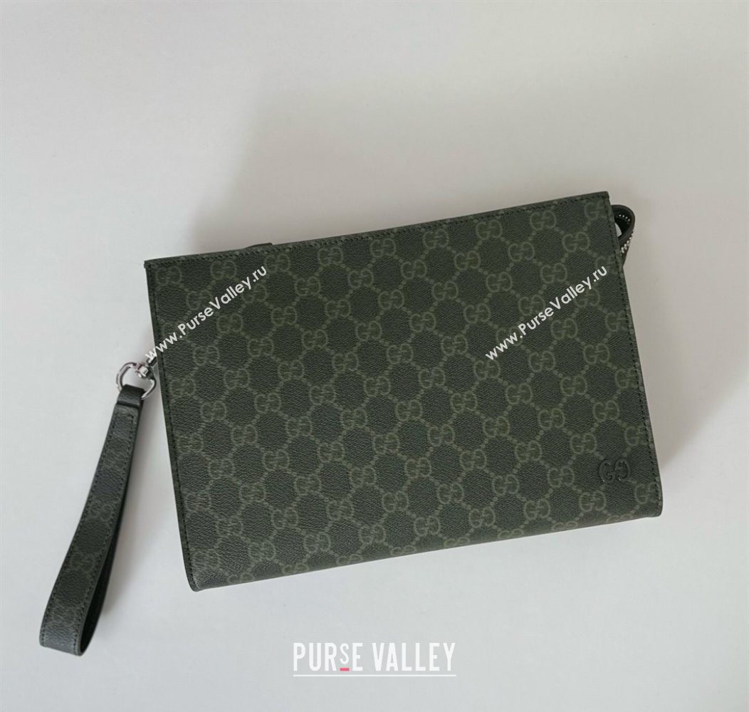 Gucci Mens GG Monogram small pouch Forest Green 2025 768255 (DLH-250930114)