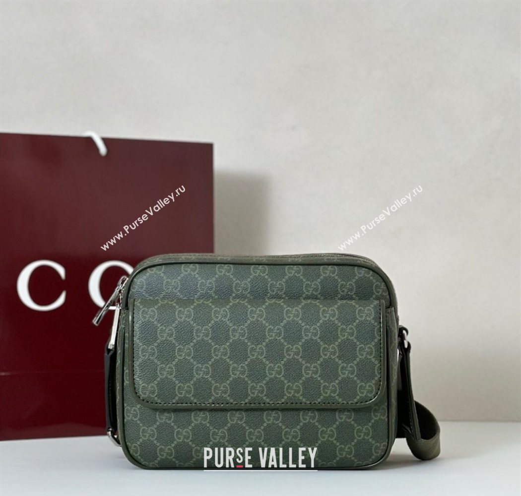 Gucci Mens GG Monogram small crossbody bag Forest Green 2025 795479 (DLH-250930112)