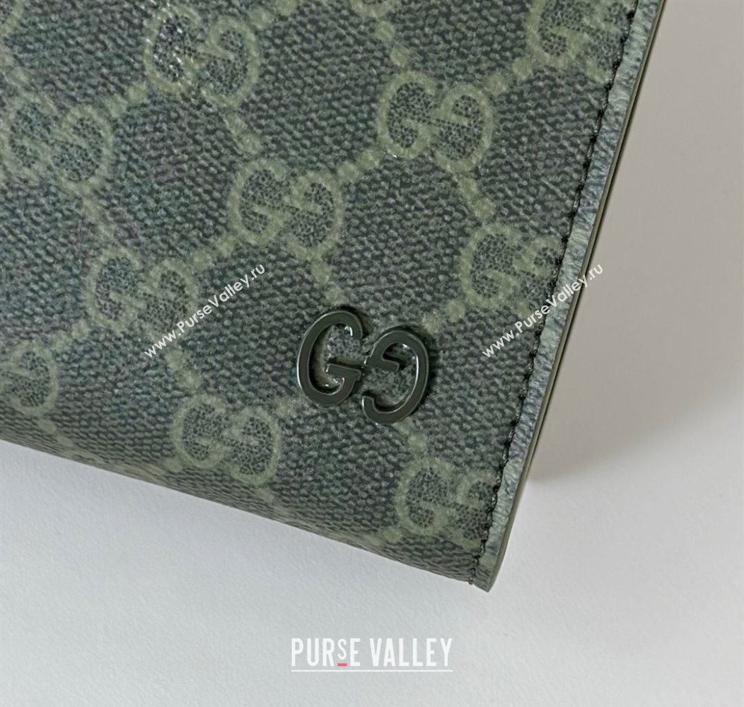 Gucci Mens GG Monogram small pouch Forest Green 2025 768255 (DLH-250930114)