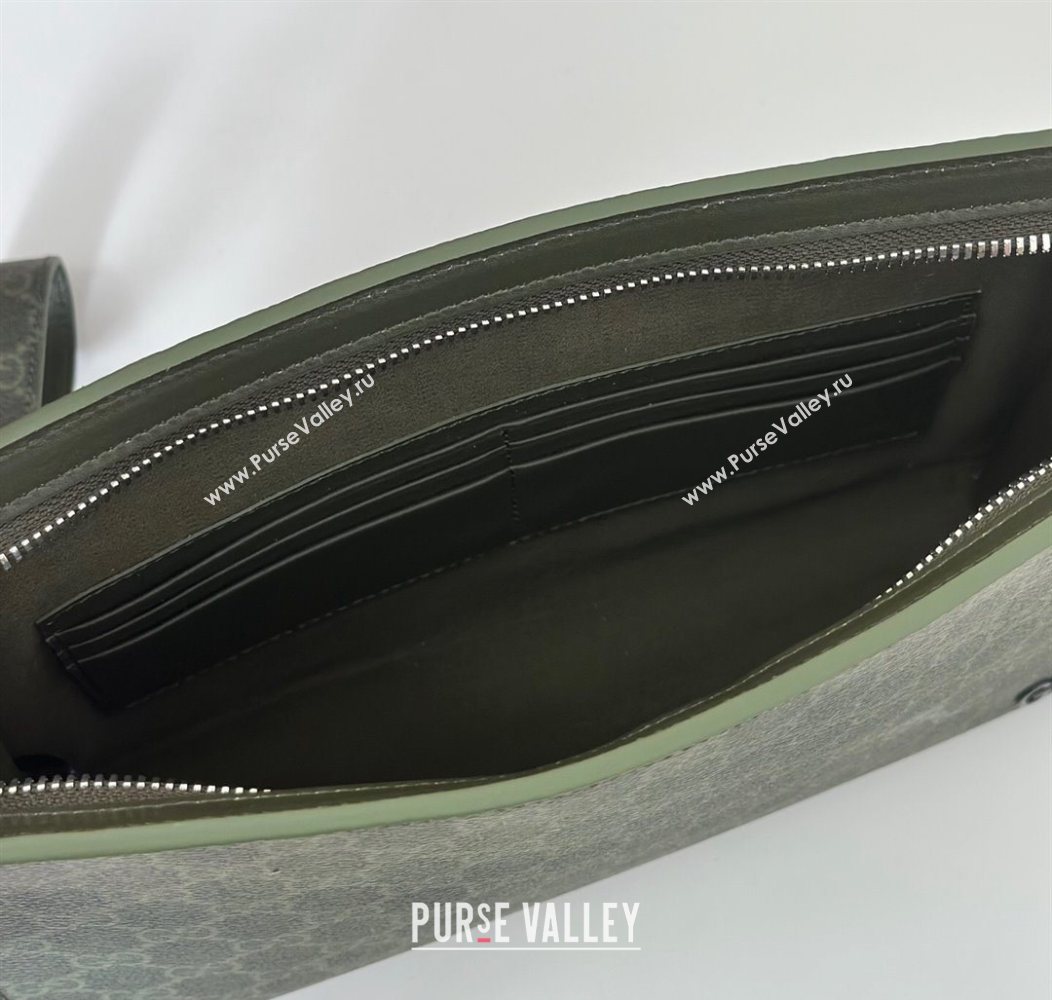 Gucci Mens GG Monogram small pouch Forest Green 2025 768255 (DLH-250930114)
