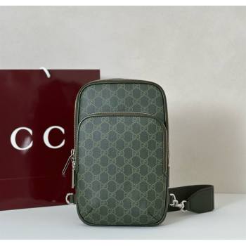 Gucci Mens GG Monogram small slingback bag Forest Green 2025 822073 (DLH-250930116)