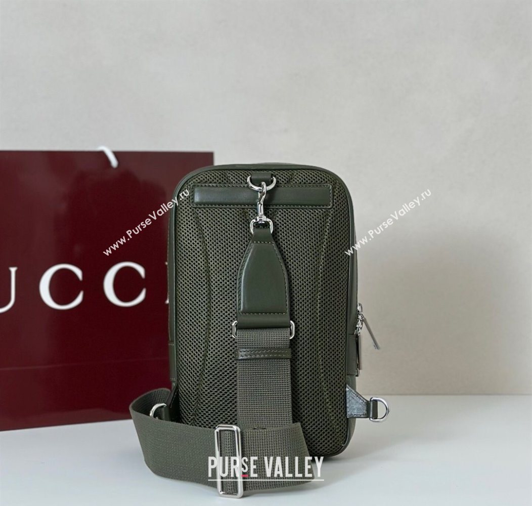 Gucci Mens GG Monogram small slingback bag Forest Green 2025 822073 (DLH-250930116)
