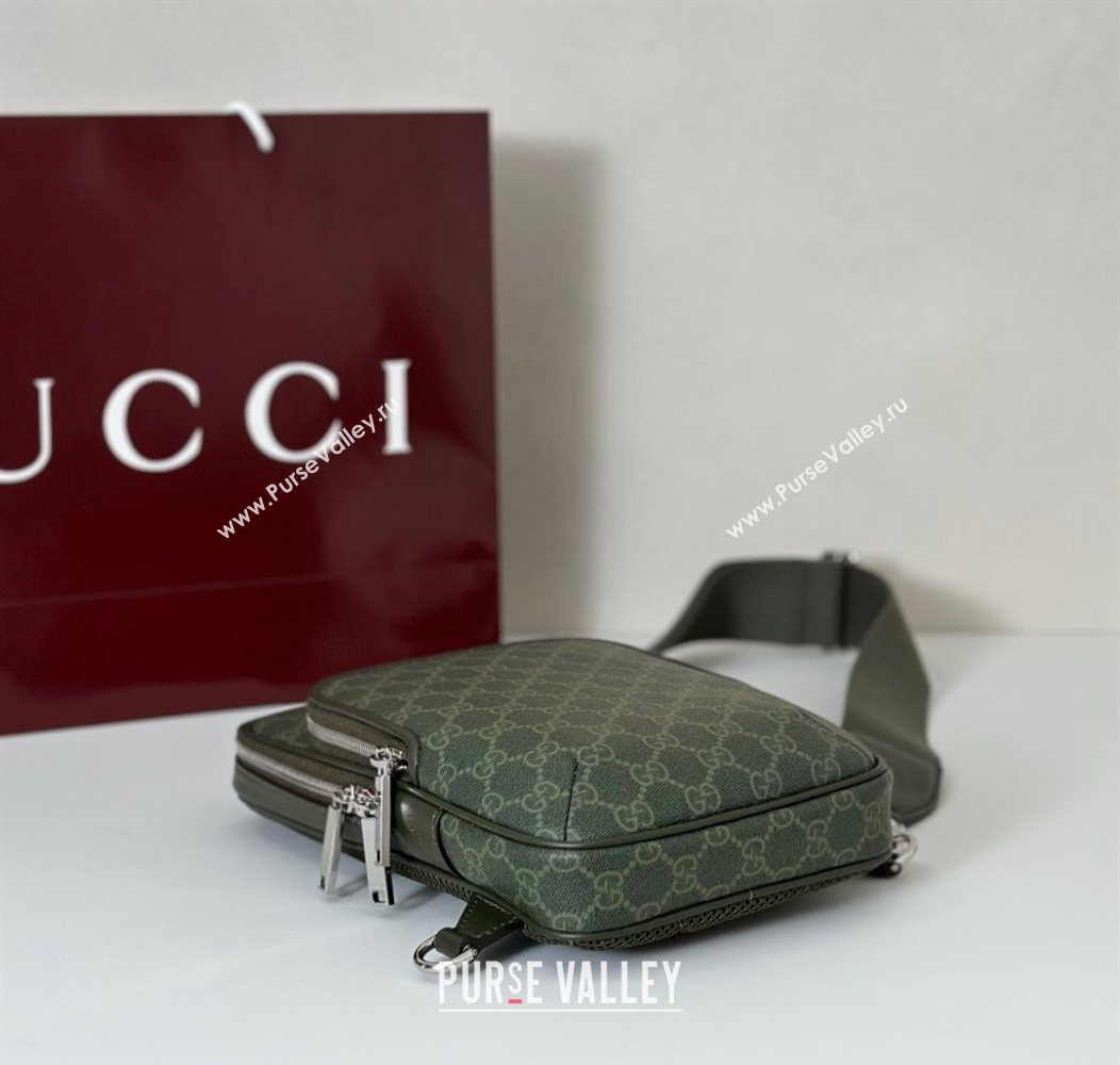 Gucci Mens GG Monogram small slingback bag Forest Green 2025 822073 (DLH-250930116)