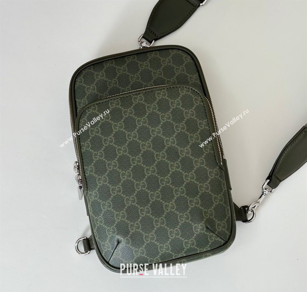 Gucci Mens GG Monogram small slingback bag Forest Green 2025 822073 (DLH-250930116)