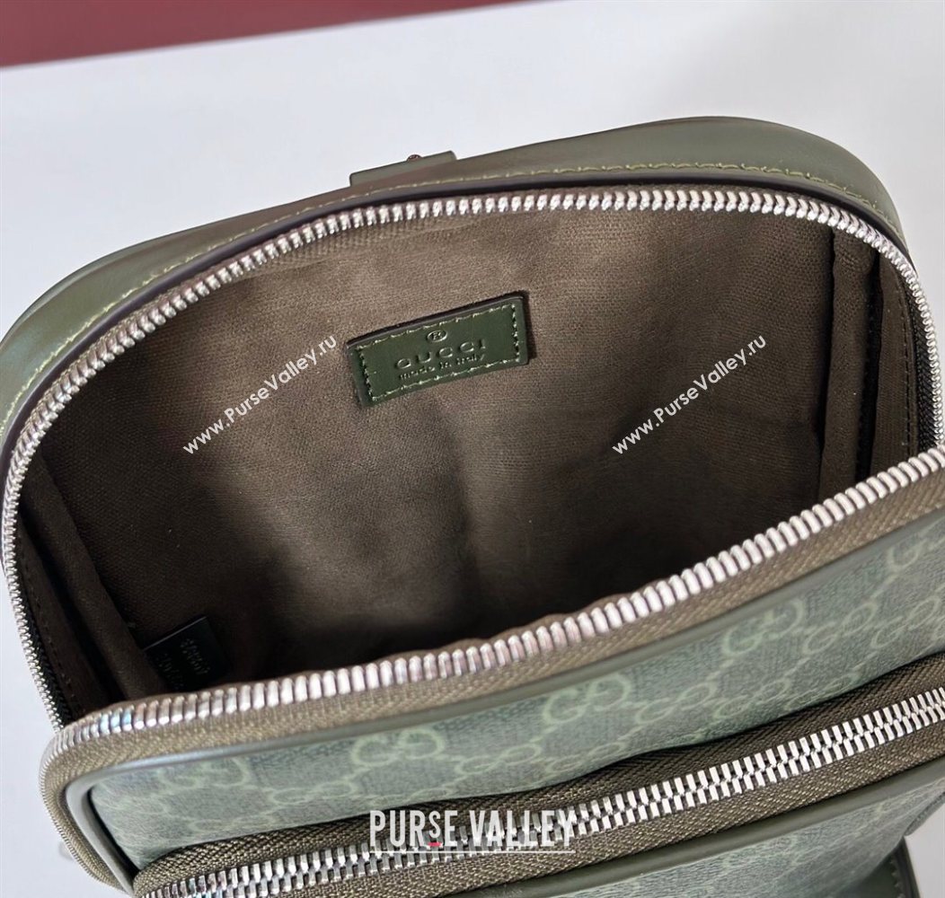 Gucci Mens GG Monogram small slingback bag Forest Green 2025 822073 (DLH-250930116)