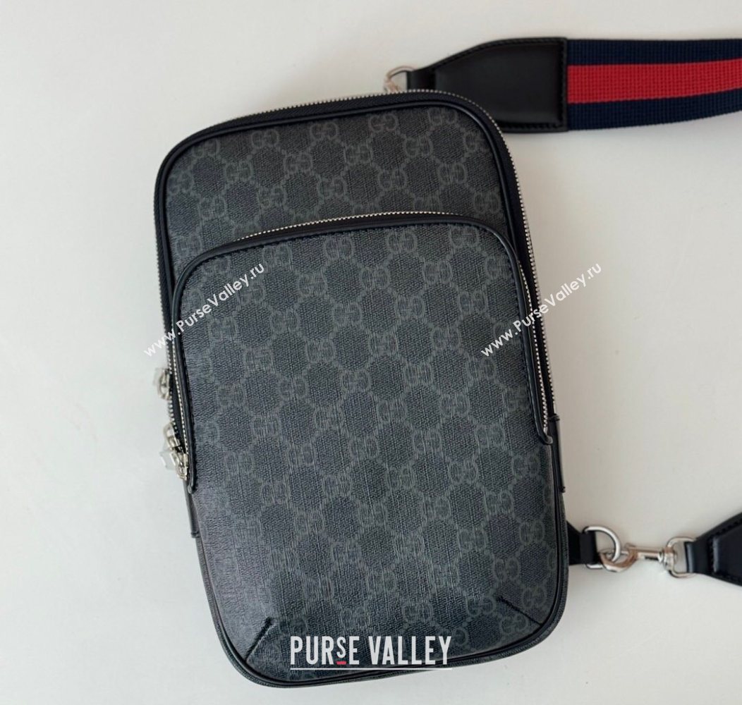 Gucci Mens GG Canvas small slingback bag Black 2025 822073 (DLH-250930117)