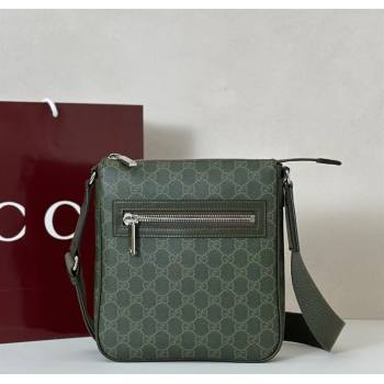 Gucci Mens GG Monogram small messenger bag bag Forest Green 2025 792082 (DLH-250930118)