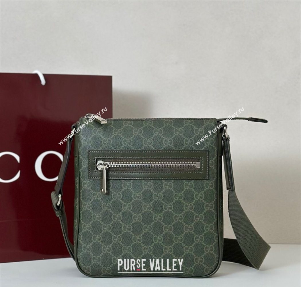 Gucci Mens GG Monogram small messenger bag bag Forest Green 2025 792082 (DLH-250930118)