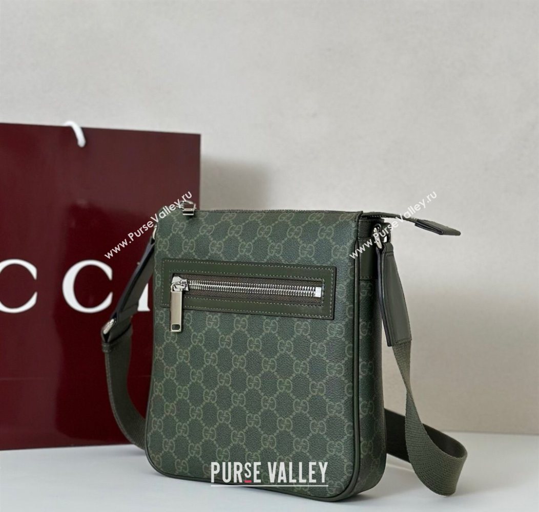 Gucci Mens GG Monogram small messenger bag bag Forest Green 2025 792082 (DLH-250930118)