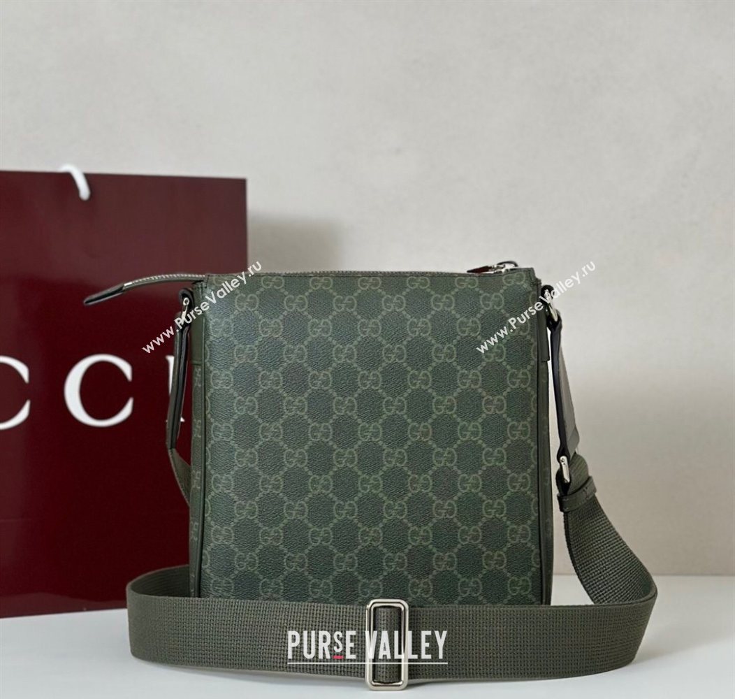 Gucci Mens GG Monogram small messenger bag bag Forest Green 2025 792082 (DLH-250930118)