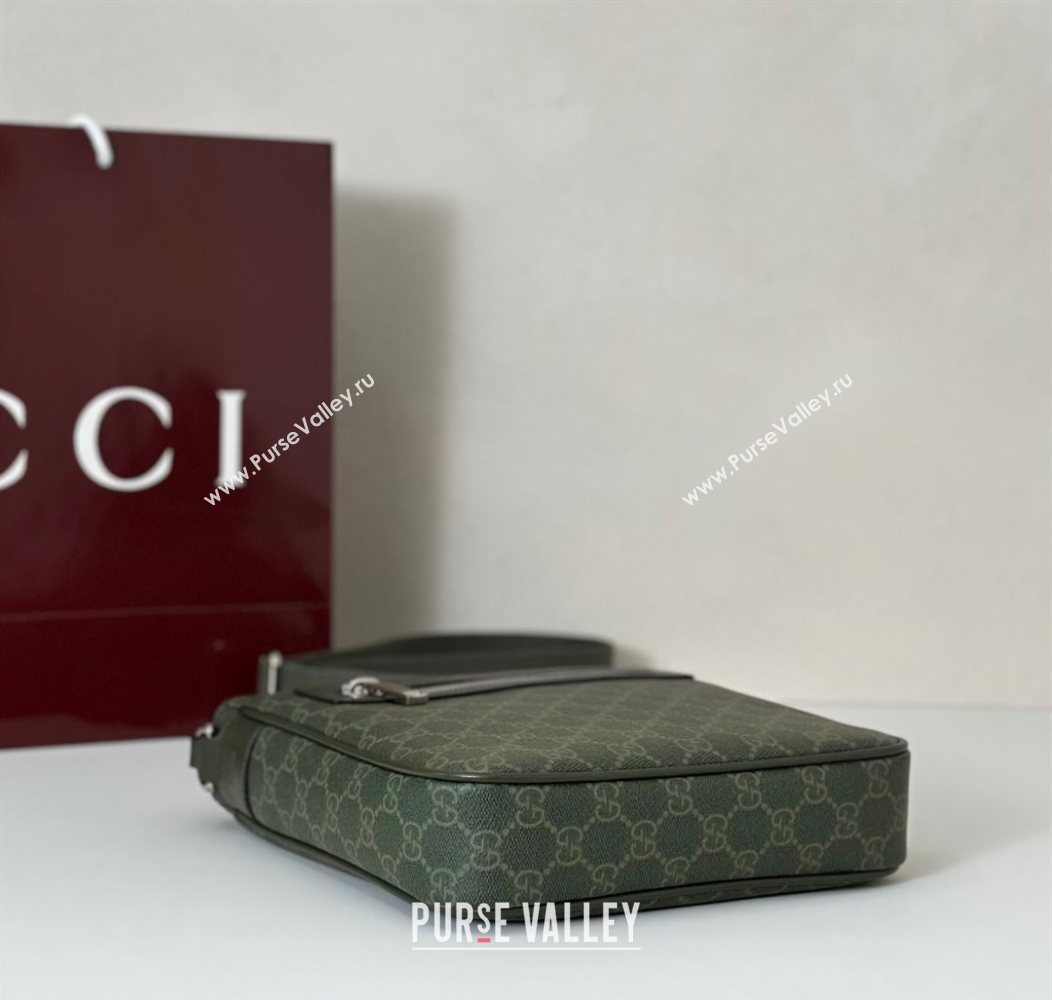 Gucci Mens GG Monogram small messenger bag bag Forest Green 2025 792082 (DLH-250930118)