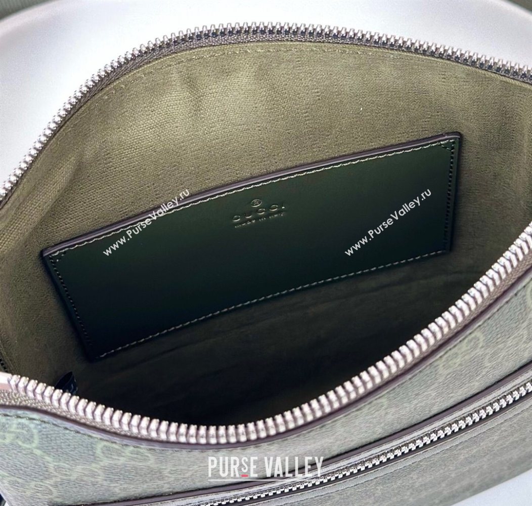Gucci Mens GG Monogram small messenger bag bag Forest Green 2025 792082 (DLH-250930118)
